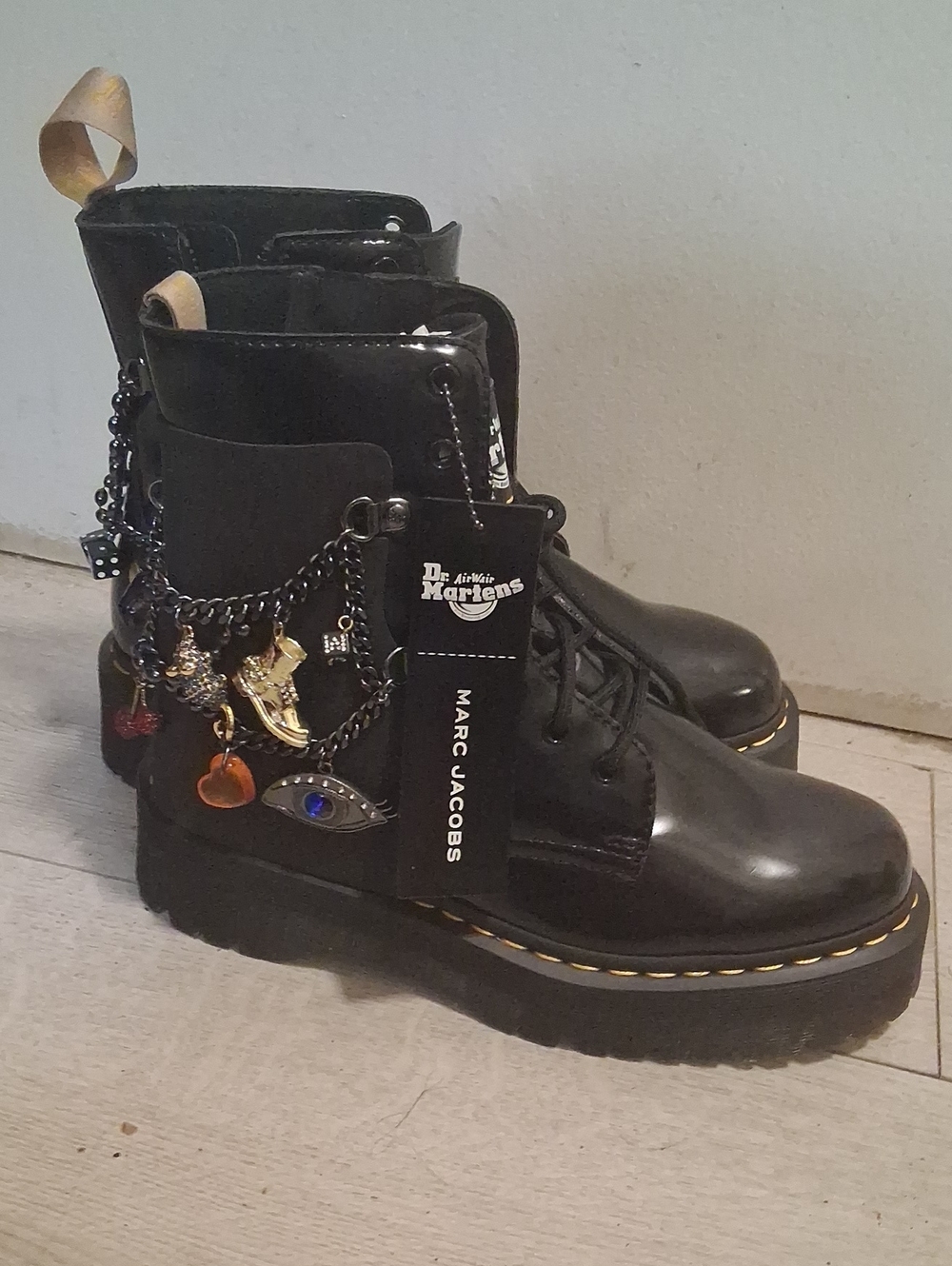 Marc Jacobs Dr. Martens ⁸Black Leather Platform Lace-Up Boots